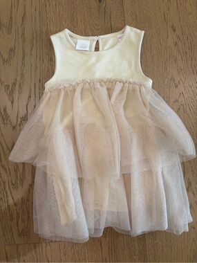 Zara Gold / Cream Tulle Layered toddler Dress